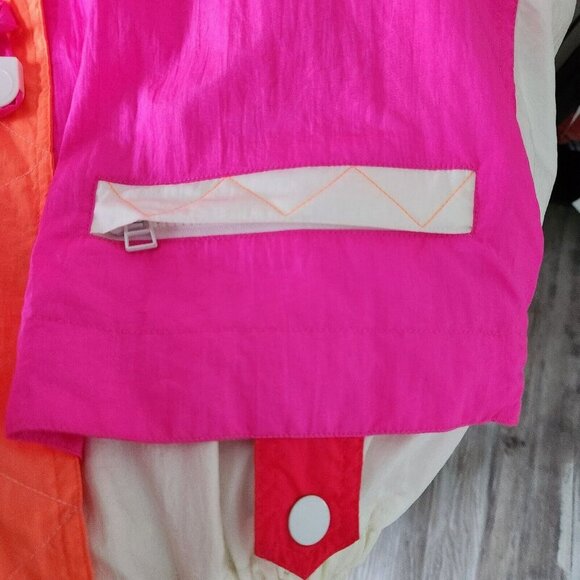 East West Vintage Jacket Large Neon Pink Long Sleeve Nylon Zip Colorful Y2k - Picture 11 of 16